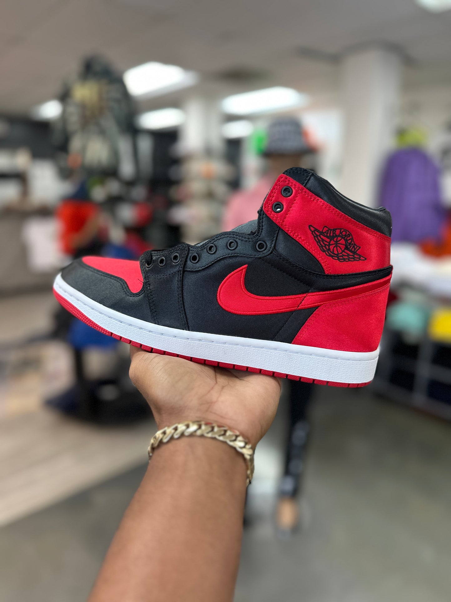 Satin Bred Air Jordan 1 High OG WMNS