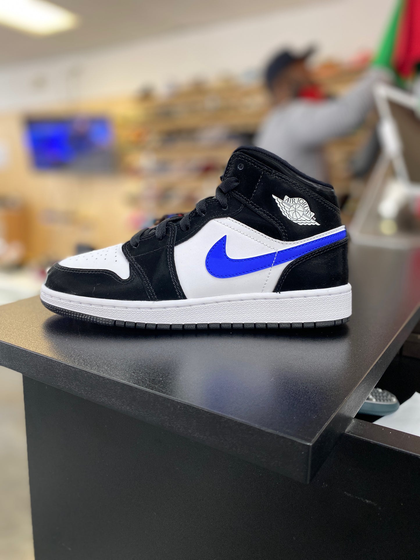 Jordan 1 Mid Black Racer Blue White (GS)